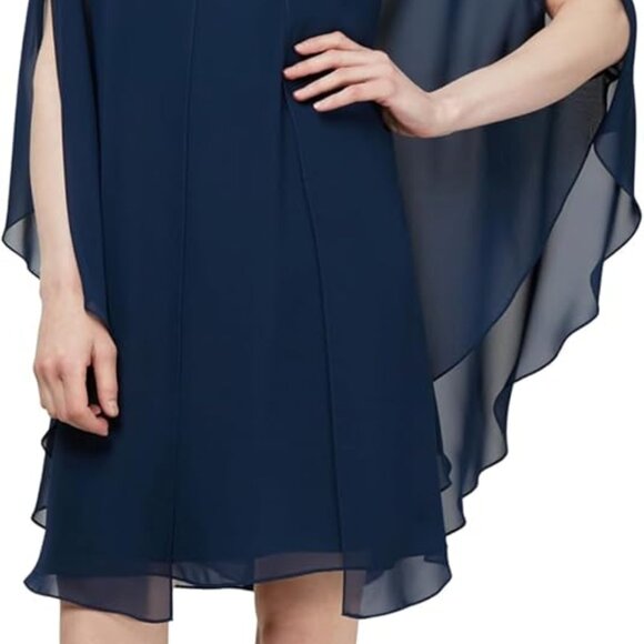 Women's Floral Foil Print Sheath Dress A-line Chiffon Capelet for Wedding Party - Picture 1 of 4
